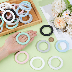 28Pcs 7 Colors Ring Silicone Focal Beads&nbsp;SIL-NB0001-51