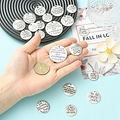 20pcs10スタイルチベットスタイルアロイペンダント  カドミウムフリー＆鉛フリー  フラットラウンド  アンティークシルバー  19.5~27.5x1.5~2mm  穴：2mm  2個/スタイル&nbsp;TIBEP-YW0002-38