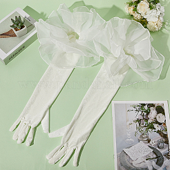 ベルベットの長指手袋  結婚式の花嫁用品のためのポリエステルカフ  ホワイト  650x330x2~330mm&nbsp;AJEW-WH20067-005C