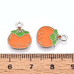 フルーツ合金エナメルチャーム  タンジェリン  プラチナ  ダークオレンジ  15.5x12x1mm  穴：1.5mm&nbsp;PALLOY-S058-01P-21