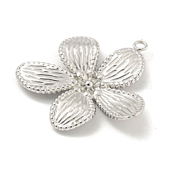 変色しない304ステンレススチールペンダント  花のチャーム  ステンレス鋼色  28x27x3.5mm  穴：1.6mm&nbsp;STAS-L278-101P