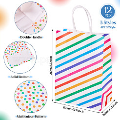 12Pcs 3 Styles Rectangle Paper Gift Bags&nbsp;ABAG-TA0001-84