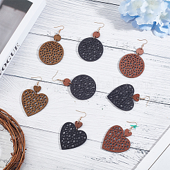 6 Pairs 6 Styles Wood Dangle Earrings with Iron Earring Pins&nbsp;EJEW-AN0004-60