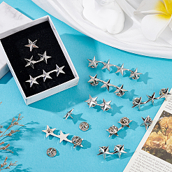 16Pcs 4 Styles Star Zinc Alloy Brooches&nbsp;JEWB-HY0001-41P