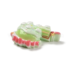 ケーキ 不透明樹脂 デコデン カボション  模造食品  緑黄  25.5x36.5x10.5mm&nbsp;RESI-R447-01A
