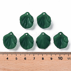 透明つや消しアクリルパーツ  花弁  濃い緑  19.5x16.5x4mm  穴：1.5mm&nbsp;MACR-S371-01A-735