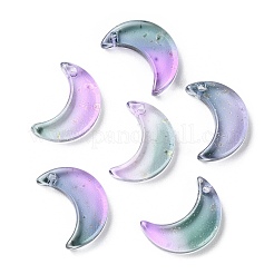 透明焼付塗料ガラスビーズ  ムーン  トップ掘削  カラフル  15.5x13x3.5mm  穴：1.2mm&nbsp;X1-GLAA-D010-01A