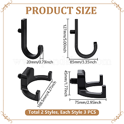 6個 2スタイル ABSプラスチック製小屋用ツールフック  ブラック  75~127x85~108.5x20~45mm  3個/スタイル&nbsp;AJEW-UN0005-46