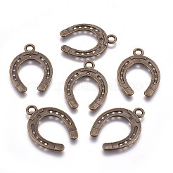 チベットスタイルの合金の蹄鉄ペンダント  カドミウムフリーと鉛フリー＆ニッケルフリー  アンティークブロンズ  30x22x2mm  穴：2mm&nbsp;TIBEP-23708-AB-NR