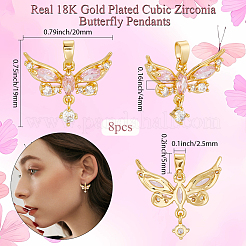 8Pcs Brass Micro Pave Cubic Zirconia Pendants&nbsp;KK-BBC0019-37