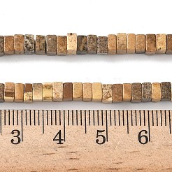 天然石ピクチャージャスパービーズ連売り  正方形  4.5x4.5x2.5mm  穴：1mm  約46~51個/連  14.57~15.35''（37~39センチメートル）&nbsp;G-A280-C04-01