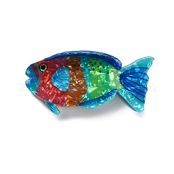 海をテーマにしたアクリル製の爪付きヘアクリップ  魚  ライムグリーン  45x89x42mm&nbsp;PHAR-P012-B01