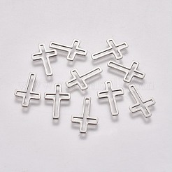 ステンレス鋼の連結リング  クロス  ステンレス鋼色  15.5x10.5x0.8mm  穴：1.5mm&nbsp;STAS-WH0014-27A-P