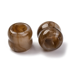 ツートンの不透明アクリルビーズ  溝付き柱  サドルブラウン  18.5~19x20~20.5mm  穴：12mm&nbsp;OACR-Z025-01A