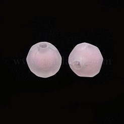 透明なアクリルビーズ  二層ビーズ  艶消し  多面カット  ラウンド  ピンク  9.5x9.5mm  穴：2mm  約1041個/500g&nbsp;TACR-S152-04C-SS2112