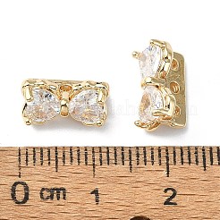 真鍮パヴェキュービックジルコニアマルチ連リンク  3穴  蝶結び  18KGP本金メッキ  透明  7x12x7mm  穴：1.2mm&nbsp;FIND-Z029-12A