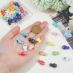 釉薬をかけた磁器ビーズ 60種類 12個  光沢のあるセラミックビーズ  魚  ミックスカラー  11~20x11~19.5x5~7mm  穴：1.6~2.2mm  5個/スタイル&nbsp;PORC-FH0001-14