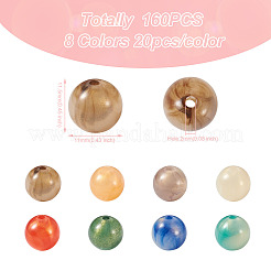 160Pcs 8 Colors Opaque Acrylic Beads&nbsp;SACR-PJ0001-03