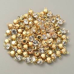 真鍮製のクリアキュービックジルコニアコネクタチャーム  ダイヤモンドリンク  ライトゴールド  11x6x5mm  穴：1.2mm&nbsp;RB-WH0005-002D-KCG