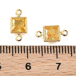 SHEGRACE Brass Pave Cubic Zirconia Square Connector Charms&nbsp;XGRQ2O088-440D-G