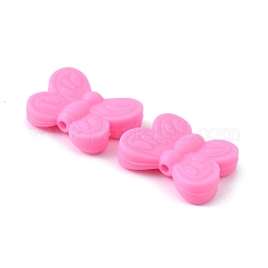 食品グレードの環境に優しいシリコーンビーズ  蝶  濃いピンク  20x25x6.5mm  穴：2mm&nbsp;SIL-WH0013-18D
