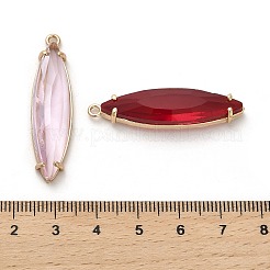 ガラスと金色の真鍮のペンダント  ファセットホースアイチャーム  ミックスカラー  38.5x10x6.5mm  穴：1.5mm&nbsp;GLAA-G111-11G