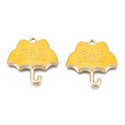 メッキ合金エナメルチャームラック  カドミウムフリー＆ニッケルフリー＆鉛フリー  傘  ゴールド  24x23x3mm  穴：1.5mm&nbsp;ENAM-T011-191A