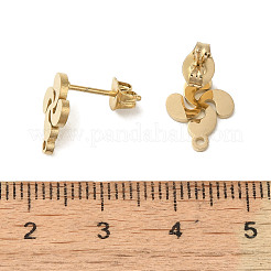 イオンプレーティング（IP）304ステンレススチールスタッドピアス金具  風車  ゴールドカラー  11.5x9.5mm  穴：1.2mm  ピン：0.7x11mm&nbsp;STAS-I206-16G