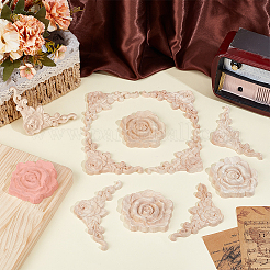 12Pcs 2 Style Natural Solid Rubber Wood Carved Onlay Applique Craft&nbsp;WOOD-OC0004-20