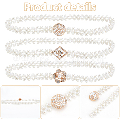 3Pcs 3 Styles Plastic Pearl Braided Stretch Chain Belts&nbsp;AJEW-WR0002-22