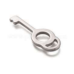 変色しない201ステンレススチールペンダント  キー  ステンレス鋼色  32x12x2mm  穴：6.5x2.5mm&nbsp;STAS-H125-27P