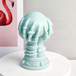 水晶玉付き魔女の手 DIY キャンドル シリコン像型  肖像画の香り付きキャンドル作り  ハロウィンモチーフ  ホワイト  9x9x14cm&nbsp;CAND-PW0007-031A