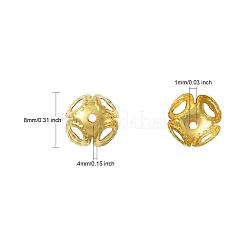 アイアンファンシービーズキャップ  花  4花びら  ゴールドカラー  サイズ：直径約8mm  厚さ4mm  穴：1mm&nbsp;X-ZX-E003Y-G