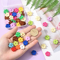 50個の不透明なアクリルビーズ  波の雪片  ミックスカラー  16x8mm  穴：2mm&nbsp;OACR-YW0003-15