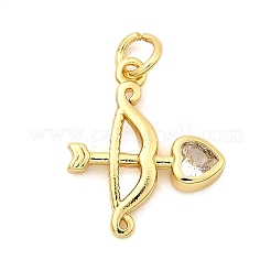 Bow and Arrow Brass Micro Pave Cubic Zirconia Pendants&nbsp;KK-C134-12G