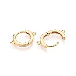 真鍮製フープピアスの発見  鉛フリー＆ニッケルフリー＆カドミウムフリー  リング  18KGP本金メッキ  13.5x20x2.5mm  穴：1.4mm  ピン：1mm&nbsp;KK-N261-59G