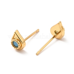 Light Sky Blue Cubic Zirconia Teardrop Stud Earrings&nbsp;EJEW-F281-27G