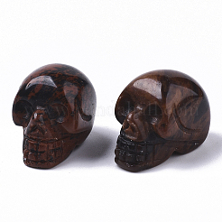 ハロウィンの天然マホガニー黒曜石ビーズ  穴なし/ドリルなし  スカル  18~20x16.5~18x24~25mm&nbsp;G-R473-04B