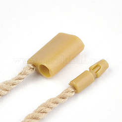 シールタグ付きポリエステルコード  プラスチックハングタグファスナー  小麦  180~185x2mm  シールタグ：10x7x4 mmと9x3 mm  約1000個/袋&nbsp;CDIS-T001-12C