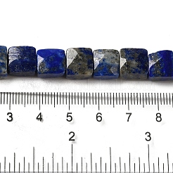 天然石ラピスラズリビーズ連売り  多面カット  正方形  9~10.5x9~10.5x5~5.5mm  穴：1mm  約39~42個/連  14.96~15.35インチ（38~39cm）&nbsp;G-C109-A17-02