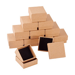 厚紙製ジュエリーボックス12個  リングのために  正方形  淡い茶色  5x5x3.2cm&nbsp;CBOX-TA0001-15