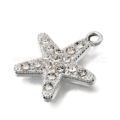 UVメッキ合金クリスタルラインストーンペンダント  スターのチャーム  プラチナ  21x18x4mm  穴：1.8mm&nbsp;RB-CBAD37D-32P