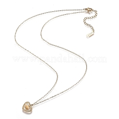 304ステンレススチールペンダントネックレス  ラインストーンとカニカン付き  ハート  ミックスカラー  17-3/4インチ（45cm）&nbsp;STAS-A049-13