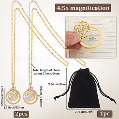 2Pcs Alloy Flower & Glass Magnifying Pendant Necklace for Women&nbsp;MAGL-SP0001-01G