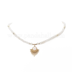 Natural White Moonstone Beaded Necklaces&nbsp;NJEW-JN04226-03