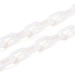 ABSプラスチックアズキチェーン  オーバル  ベージュ  13.5~14x8x2mm  14.9インチ〜15.35インチ（38~39cm）/連&nbsp;KY-E007-02J