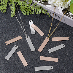 201 ステンレススチール長方形スタンプブランクタグペンダント  片側研磨  ミックスカラー  40x9x1mm  穴：2mm  2色  10個/カラー  20個/箱&nbsp;STAS-UN0011-97