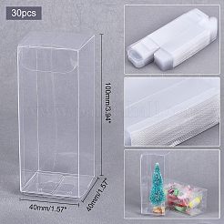 長方形の透明プラスチックPVCボックスギフト包装30個  防水折りたたみボックス  おもちゃやカビ用  透明  4x4x10cm&nbsp;CON-NB0001-85A