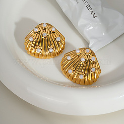 European Stainless Steel Shell Shape Stud Earrings&nbsp;QE5105-1