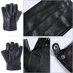 PUレザー半指手袋  ブラック  155x108x4mm&nbsp;AJEW-CL0003-32